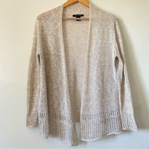 Tahari Cotton/Linen Knit Open Cardigan - Picture 1 of 9